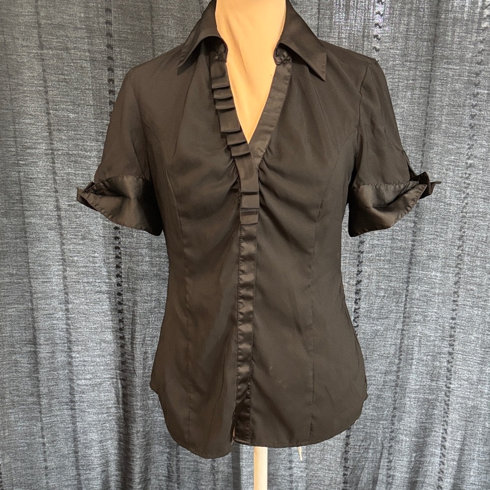 Express Black Satin Trim Blouse